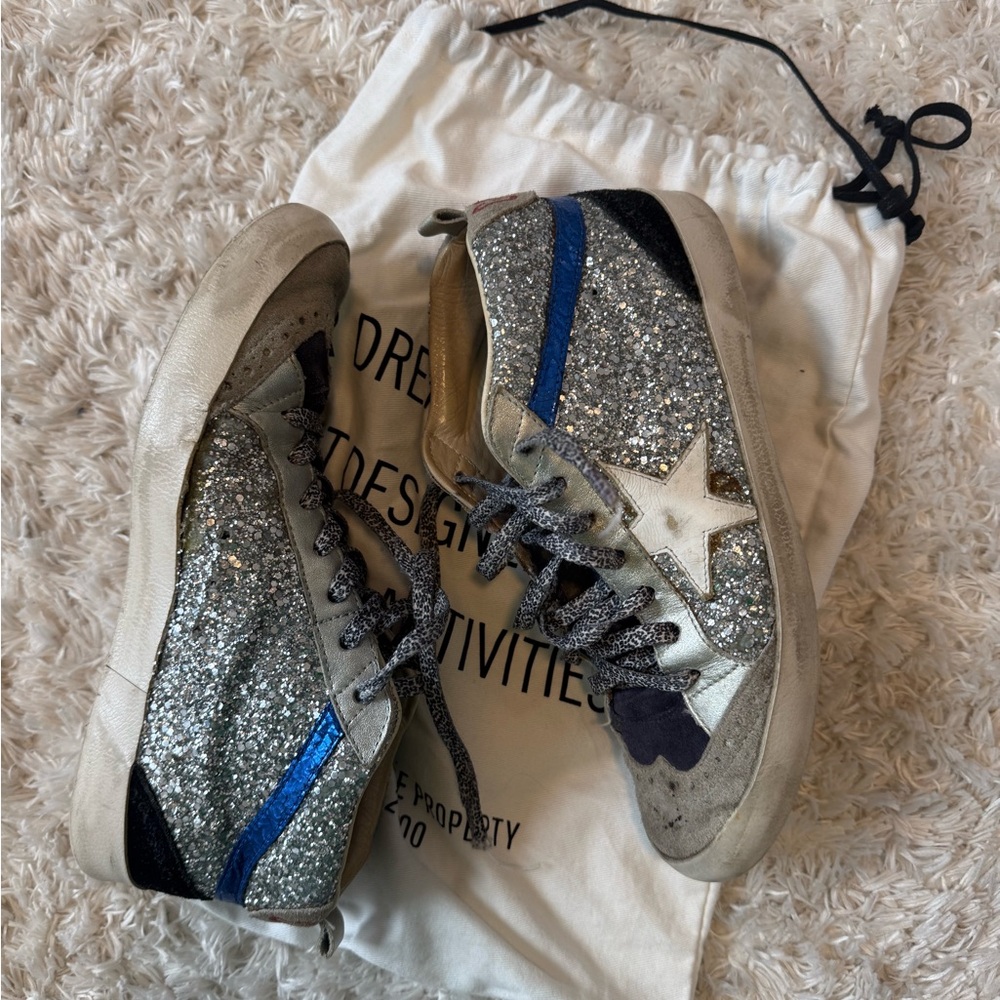 Golden Goose Mid Stars- Silver Glitter
